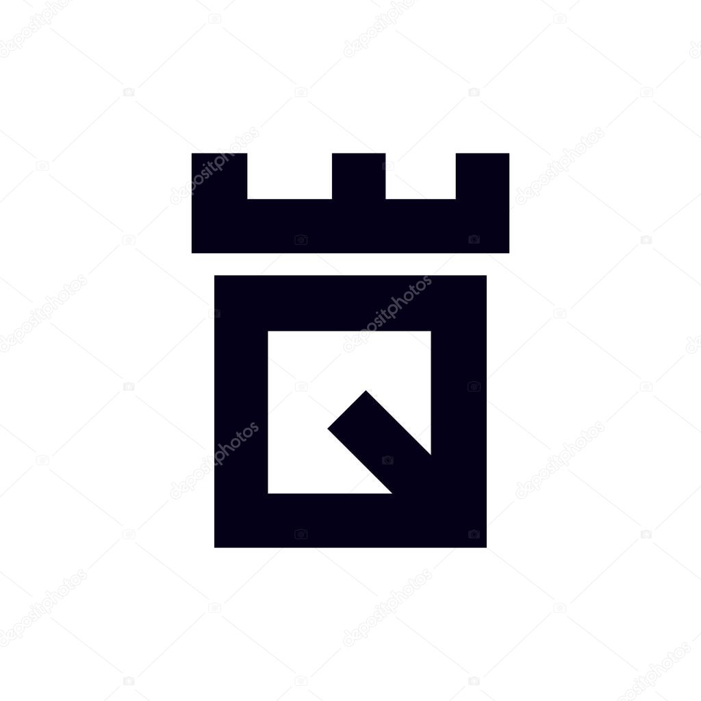 Fortress castle initial Q logo template vector