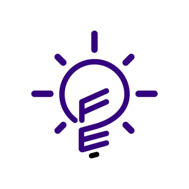 Fe yaratıcı ampul Logo vektör öğesi ilk harfi. İlk harf ampul Logo şablonu