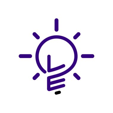 Le ilk harfi ile yaratıcı ampul Logo vektör öğesi. İlk harf ampul Logo şablonu