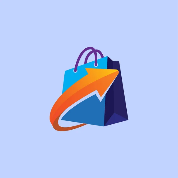 Shopping Väska Logotyp Med Pilen Ikonen Vektor — Stock vektor