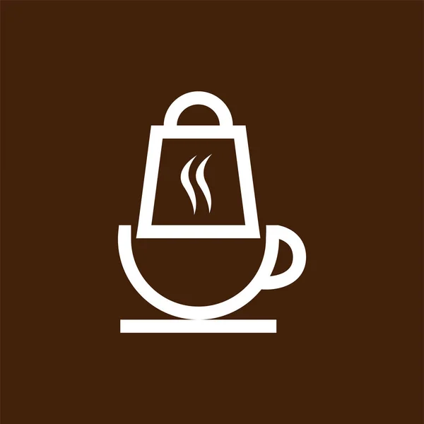Vecteur Icône Logo Coffee Shop Café Avec Sac Boutique — Image vectorielle