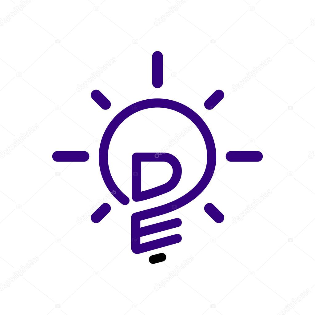 DE Initial Letter with creative bulb Logo vector element. Initial letter bulb Logo Template