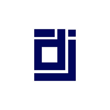 DJ ilk harfleri küçük harf bağlantılı logo simge vektör