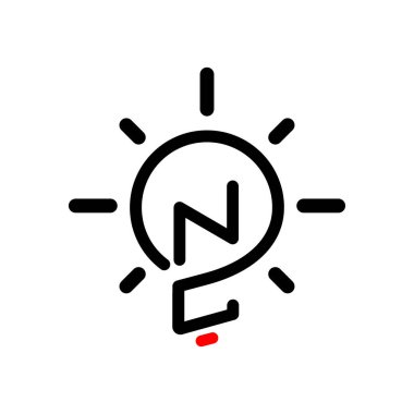 NC yaratıcı ampul Logo vektör öğesi ilk harfi. İlk harf ampul Logo şablonu