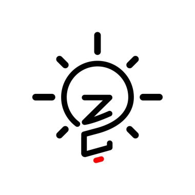 ZC yaratıcı ampul Logo vektör öğesi ilk harfi. İlk harf ampul Logo şablonu
