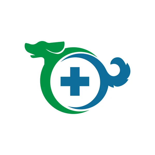 Dog Cross Medical Logo Icon Vector — Stock Vector