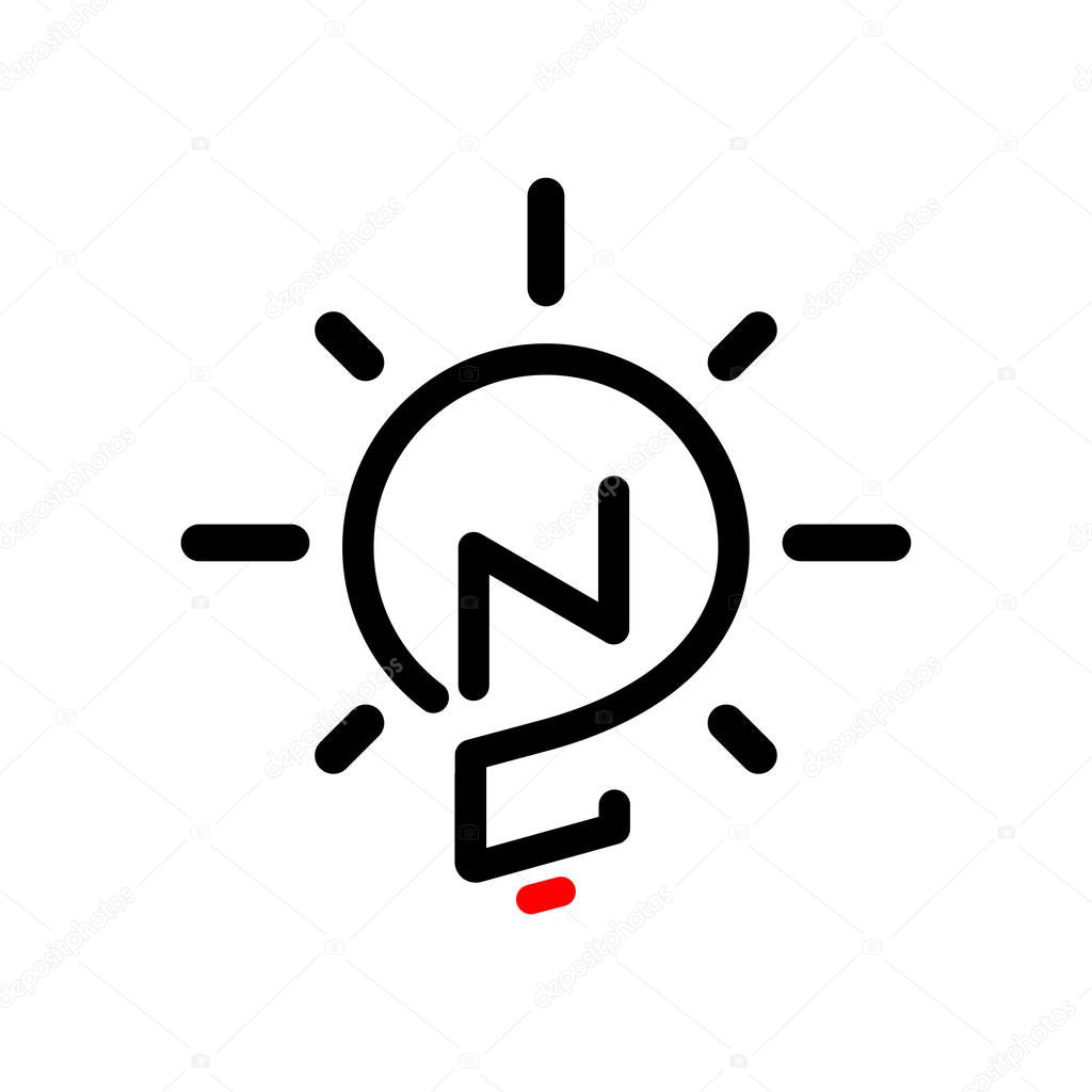 NC Initial Letter with creative bulb Logo vector element. Initial letter bulb Logo Template