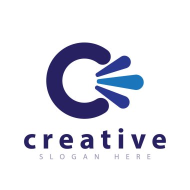 C harfi Soyut logo simge vektör