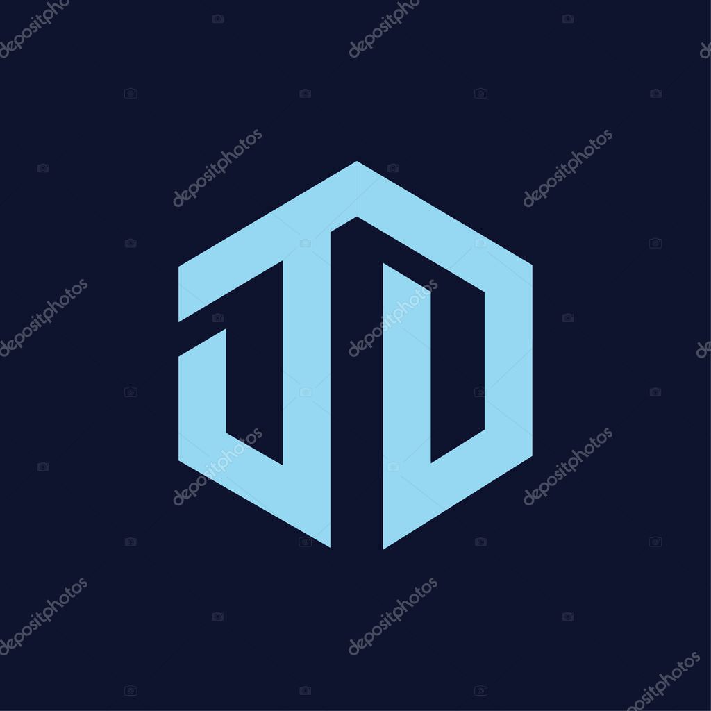DD Initial letter hexagonal logo vector