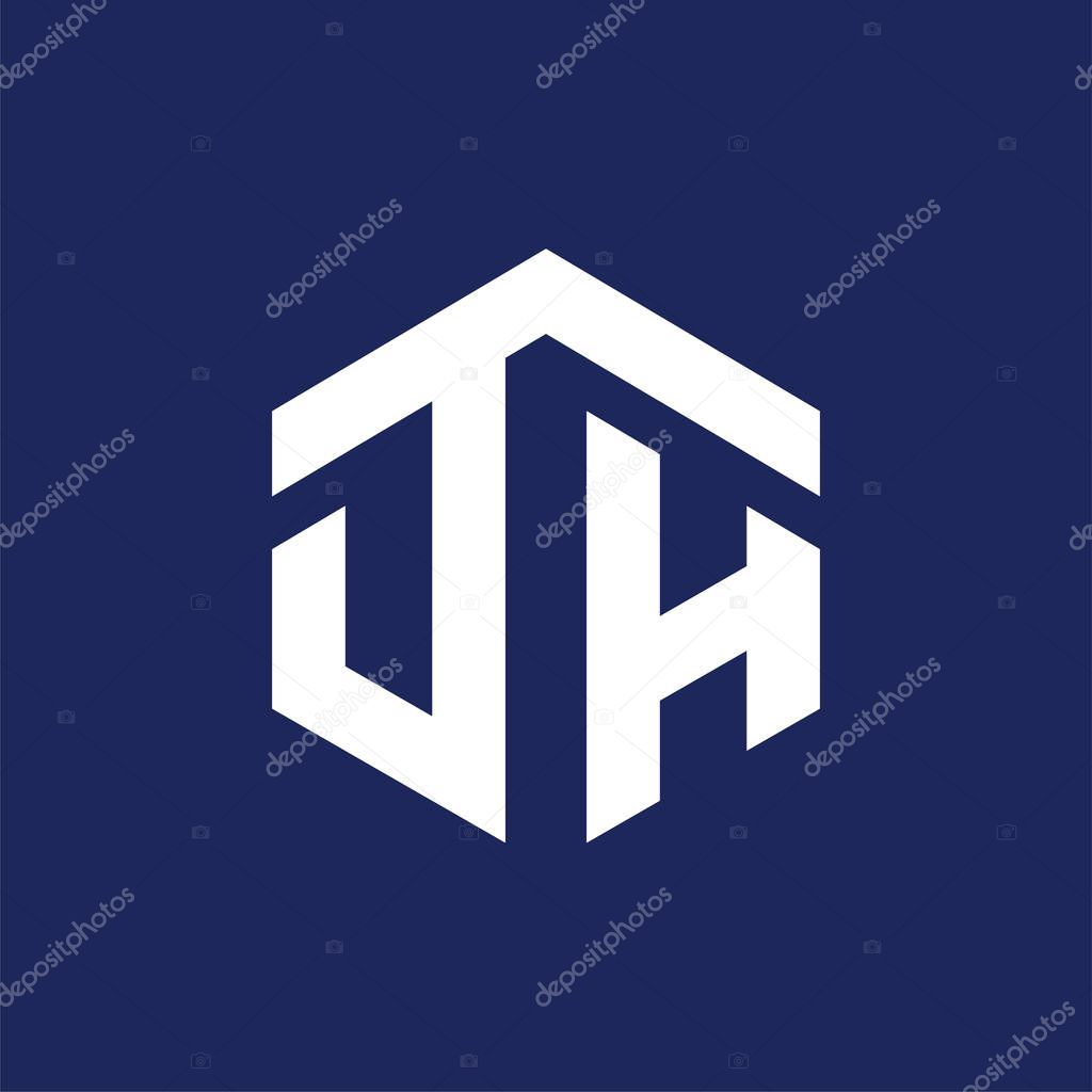 DH Initial letter hexagonal logo vector