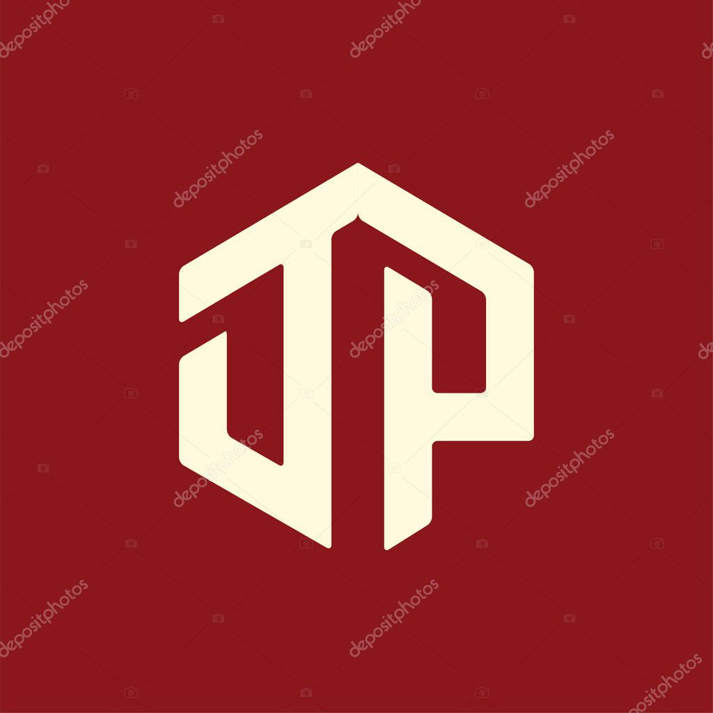DP Initial letter hexagonal logo vector