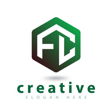 F C ilk mektup altıgen logo vektör