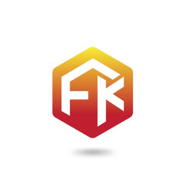 F K ilk mektup altıgen logo vektör