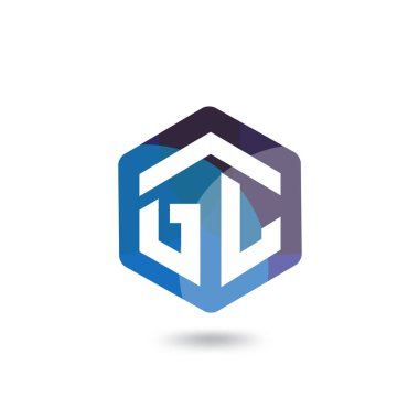 G L ilk mektup altıgen logo vektör şablonu