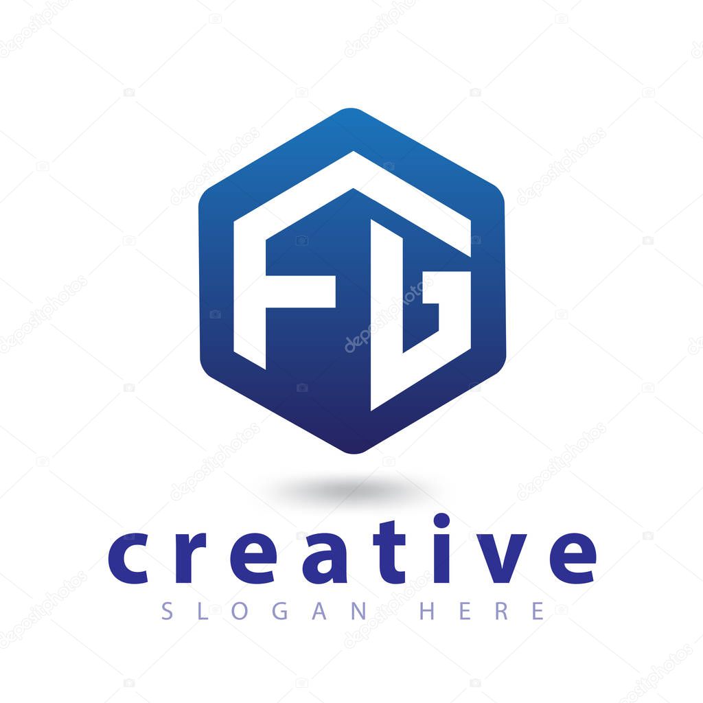 F G Initial letter hexagonal logo vector