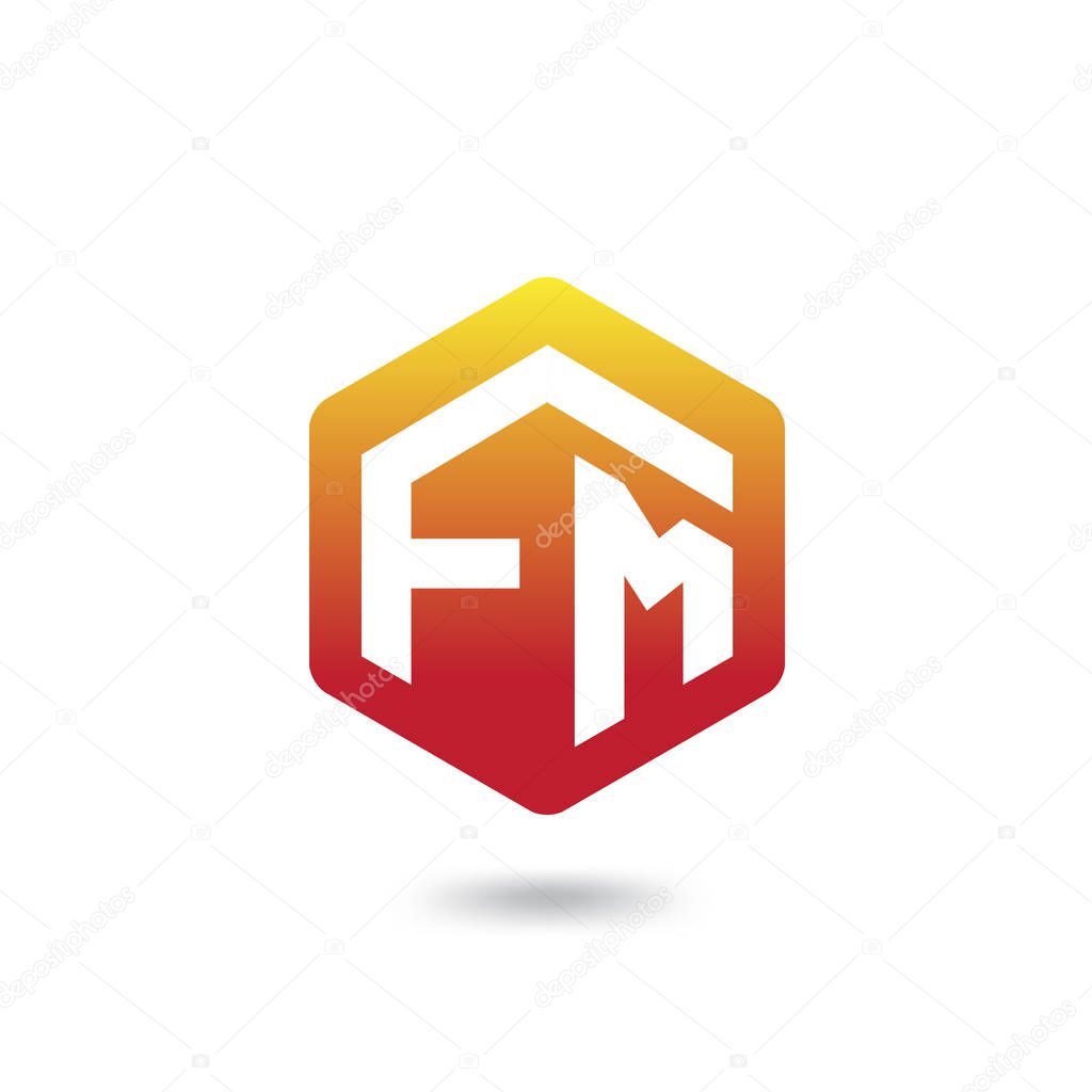 FM Initial letter hexagonal logo vector