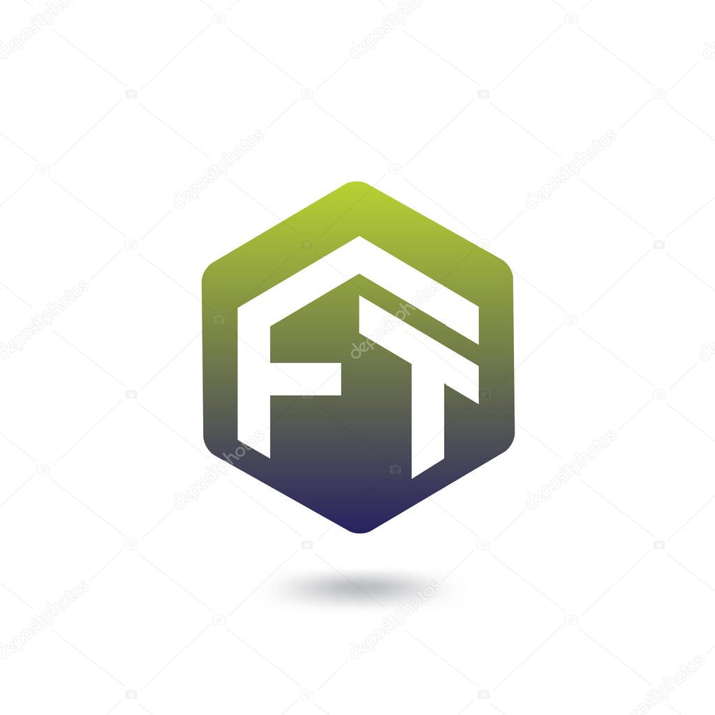 FT Initial letter hexagonal logo vector