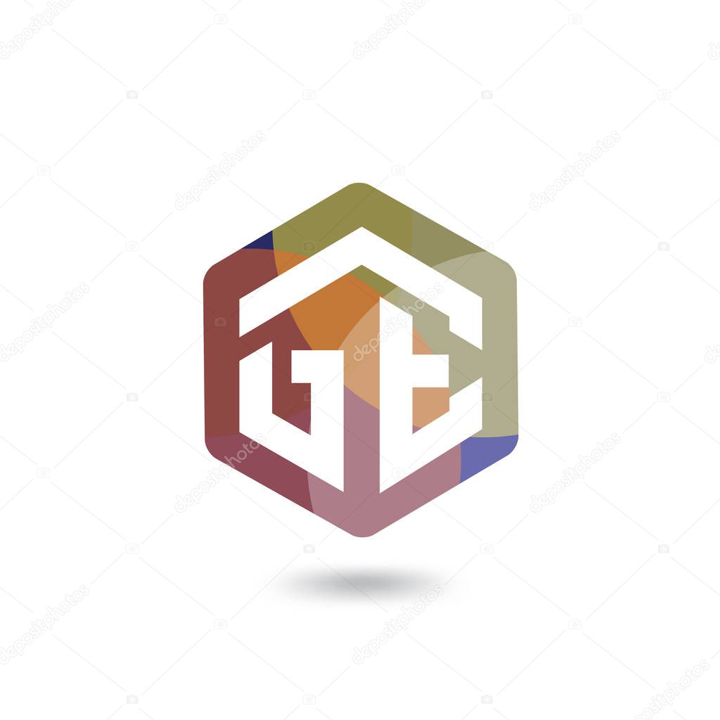 GE Initial letter hexagonal logo vector template