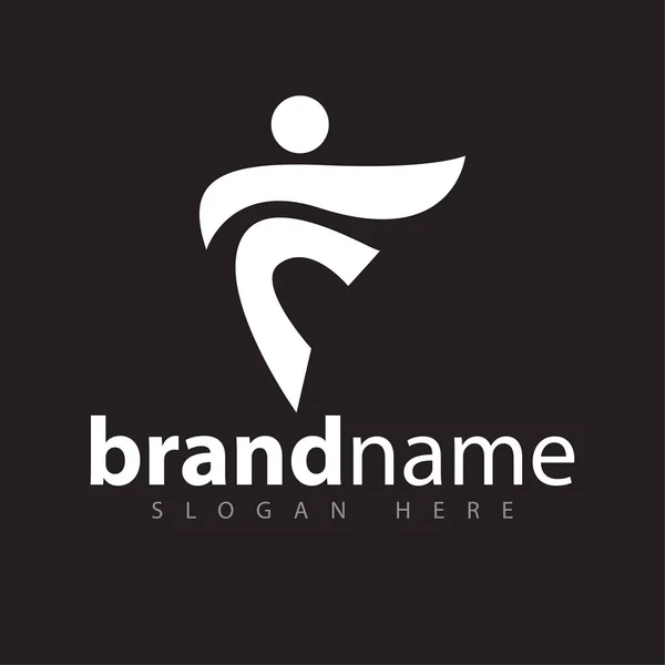 F insanlar soyut mektup logo simge vektör