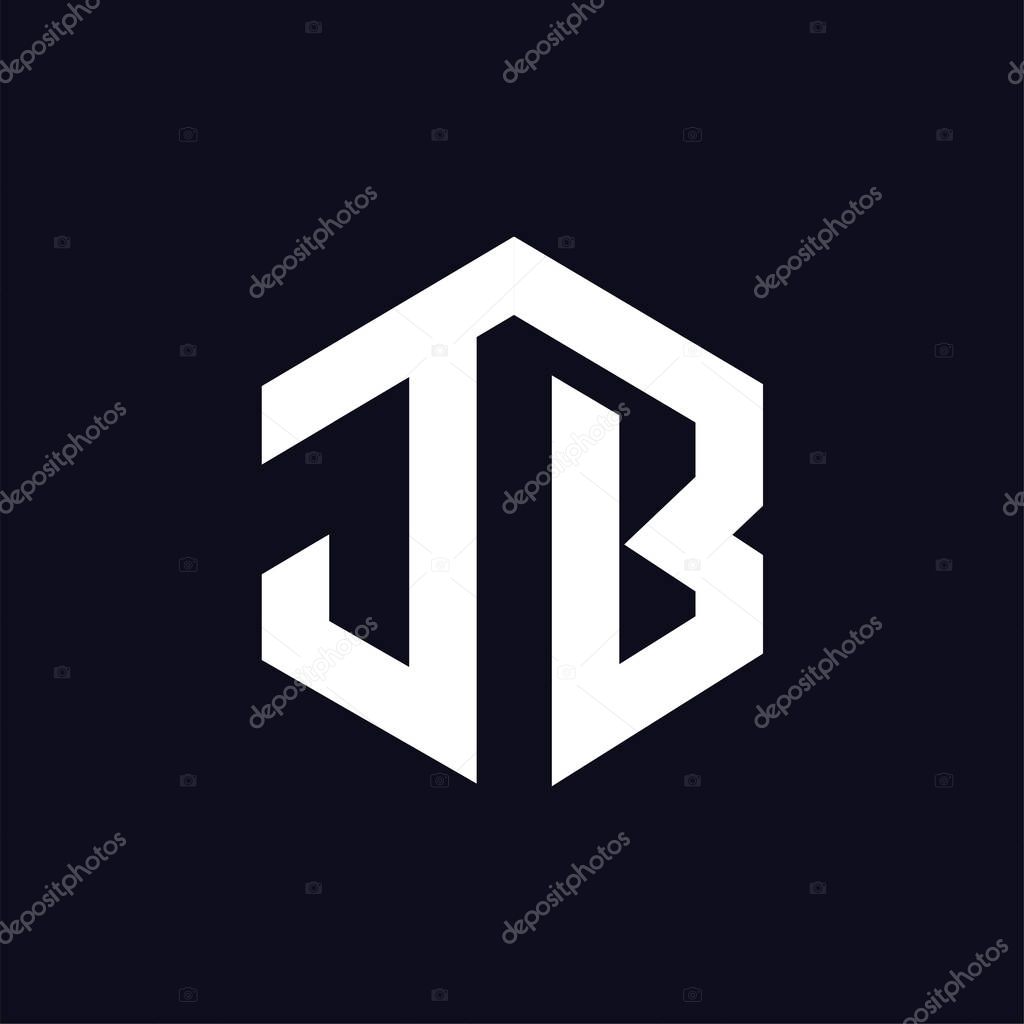 J B Initial letter hexagonal logo vector
