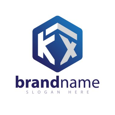 K X ilk mektup altıgen logo vektör