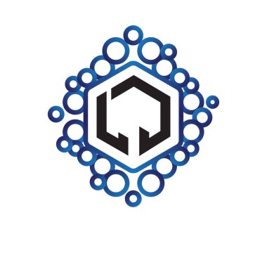 L J ilk mektup altıgen logo vektör