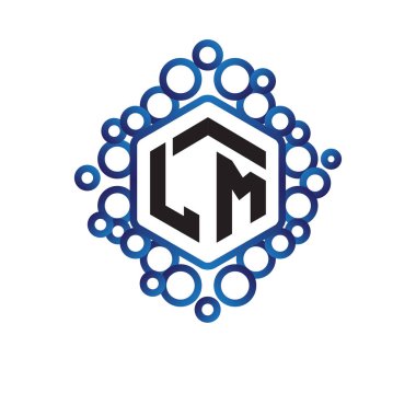 L M ilk harfi altıgen logo vektör