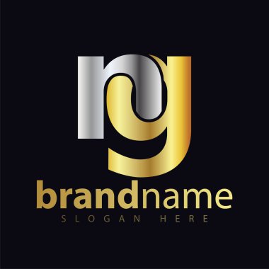 NG ilk harf logo simge vektör. Altın Gümüş gradyan rengi
