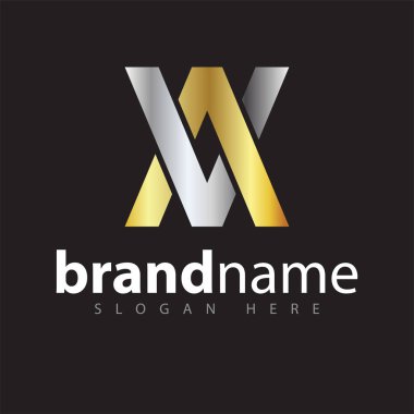Av ilk harf logo simge vektör. Altın Gümüş gradyan rengi
