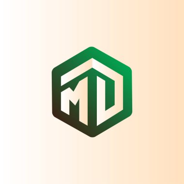 MD ilk mektup altıgen logo vektör