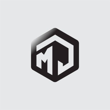 M J ilk mektup altıgen logo vektör