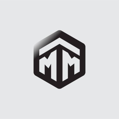 Mm ilk mektup altıgen logo vektör