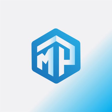MP ilk mektup altıgen logo vektör