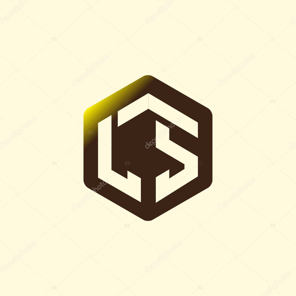 LS Initial letter hexagonal logo vector