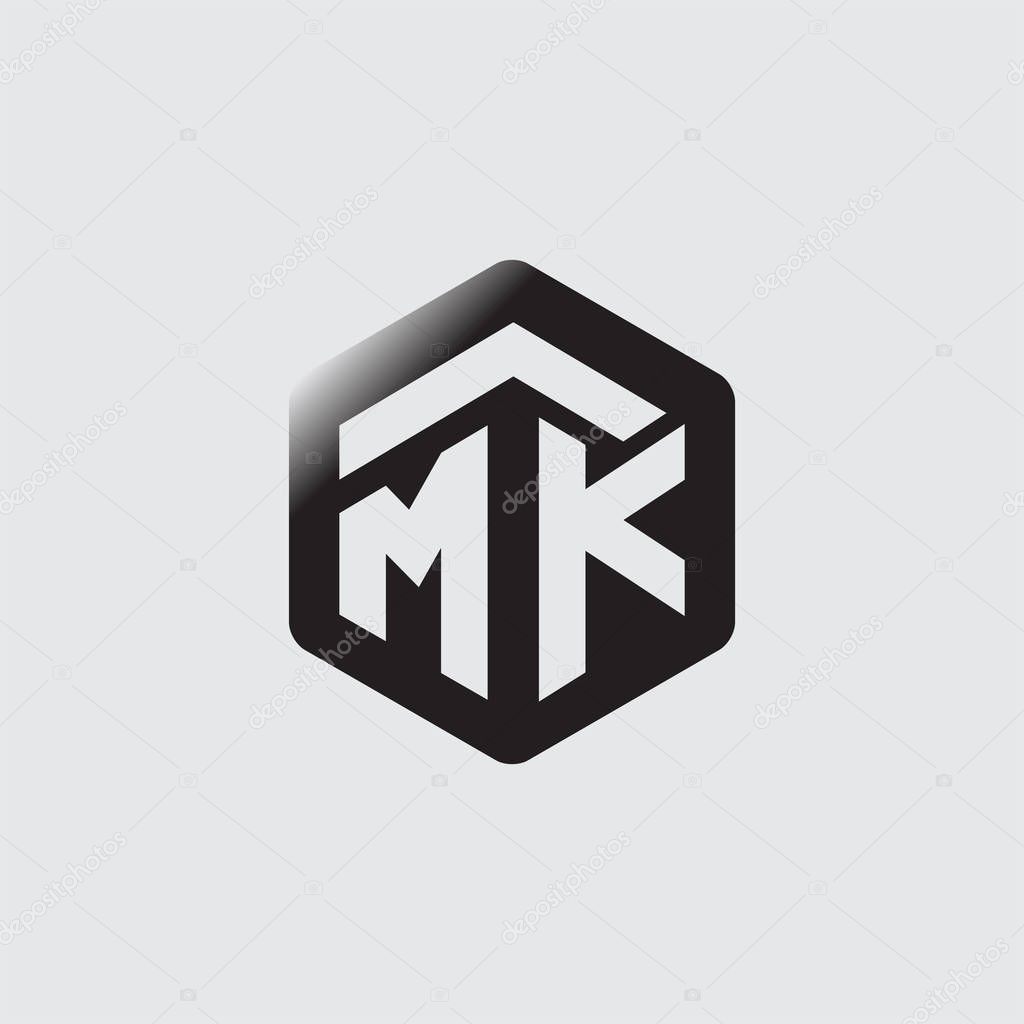 MK Initial letter hexagonal logo vector