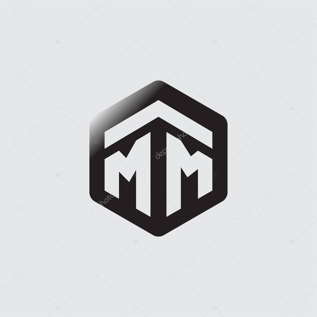 MM Initial letter hexagonal logo vector