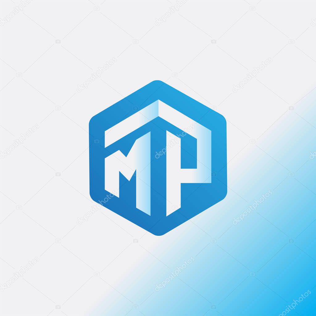 MP Initial letter hexagonal logo vector