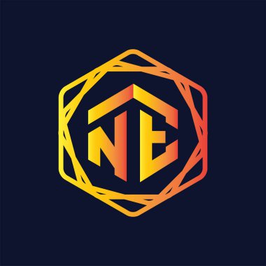 Ne ilk mektup altıgen logo vektör