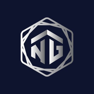 N G ilk mektup altıgen logo vektör