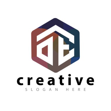 OE ilk mektup altıgen logo vektör