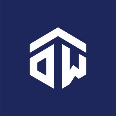Ow mektup altıgen logo vektör ilk