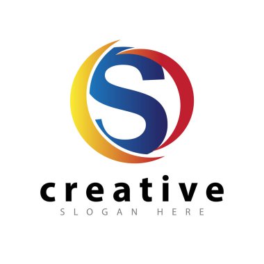 S ilk harfi ile soyut daire logo vektör