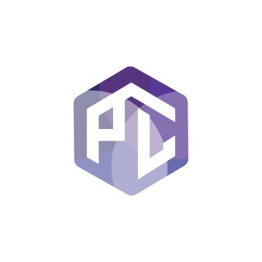 Pl ilk mektup altıgen logo vektör