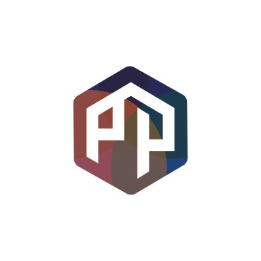 PP ilk mektup altıgen logo vektör