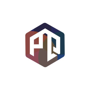 P Q ilk mektup altıgen logo vektör