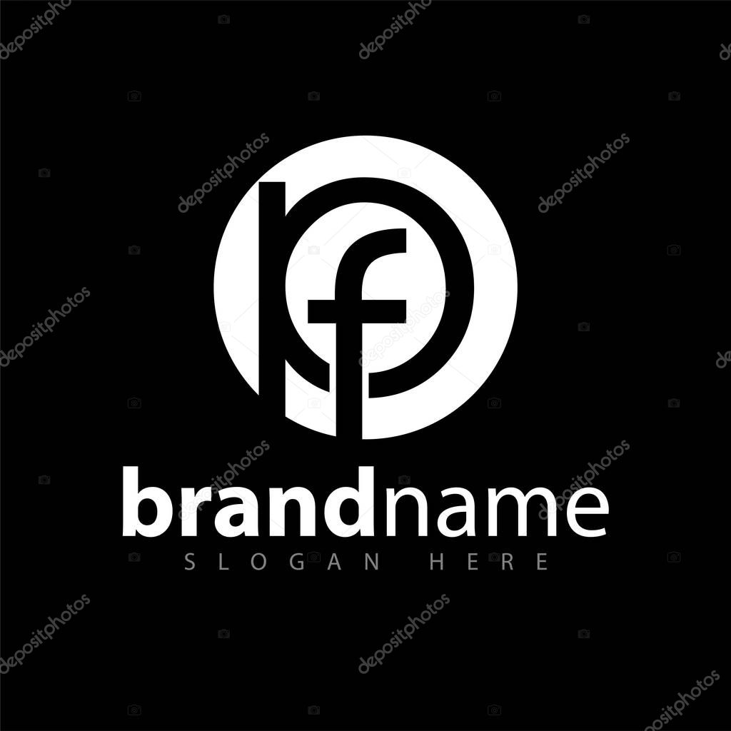 Pf Initial letter in abstract circle logo vector