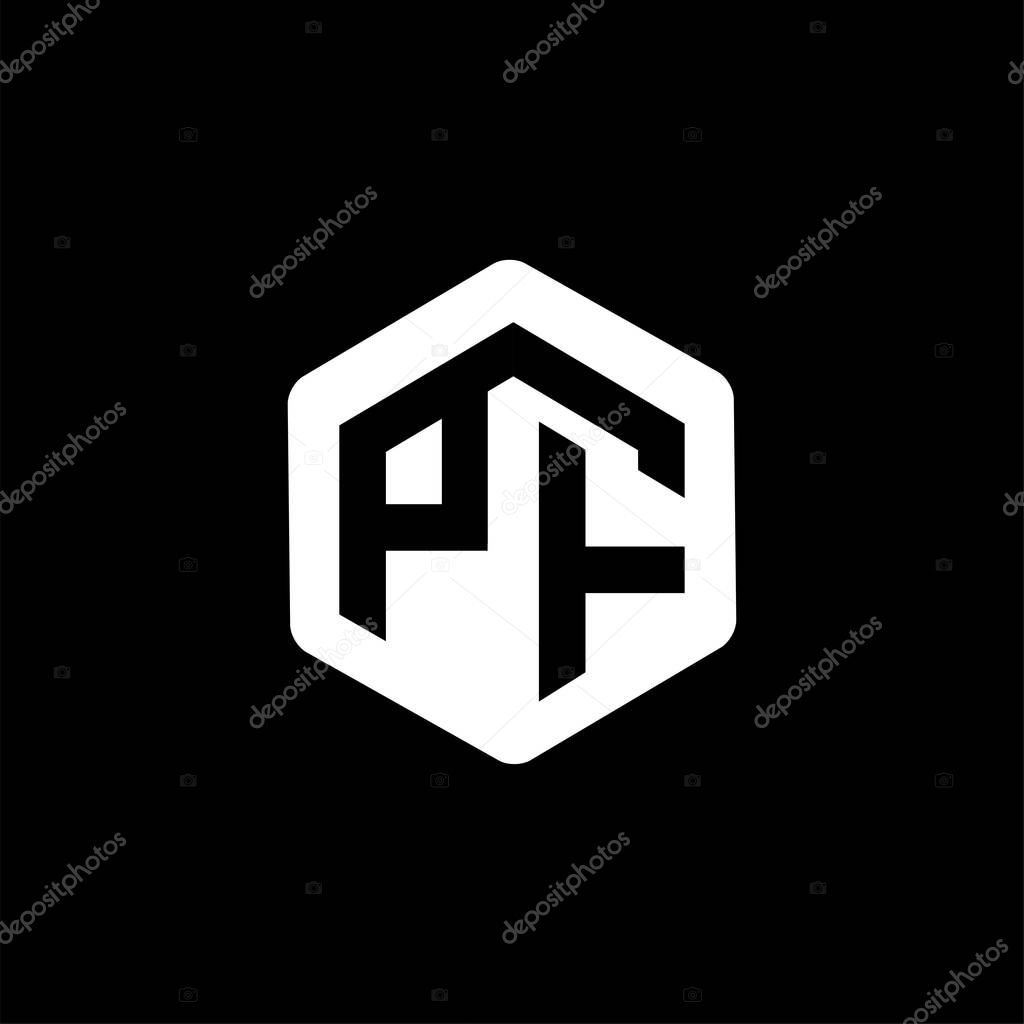 PF Initial letter hexagonal logo vector