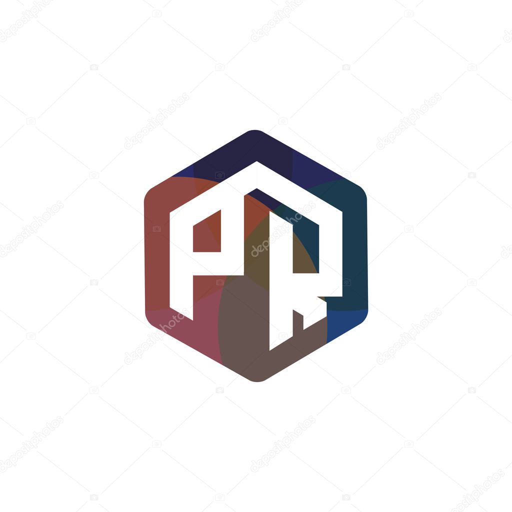 PR Initial letter hexagonal logo vector