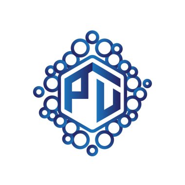 PU ilk mektup altıgen logo vektör