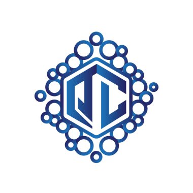 QC ilk mektup altıgen logo vektör